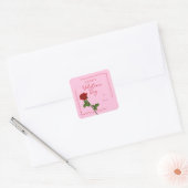 Custom Happy Valentine’s Day Rose Square Sticker (Envelop)