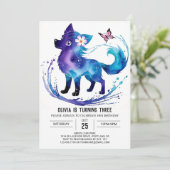 Custom Happy Wolf Digitaal Meisje Verjaardag Kaart (Staand voorkant)