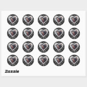 Custom Hart Foto Zwart & Zilver Diamanten Bruiloft Ronde Sticker (Vel)