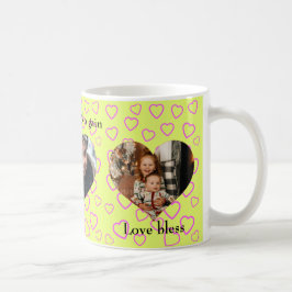 Custom hart vorm foto geel roze hart patroon koffiemok
