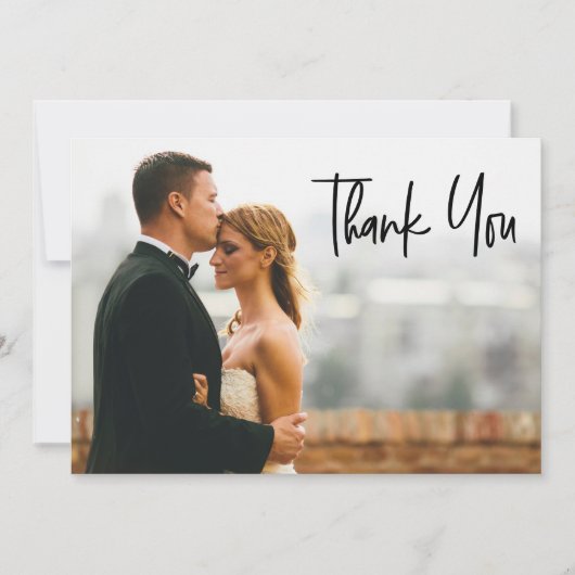 Custom Hartelijk bericht bruiloft foto Modern Bedankkaart (Voorkant)