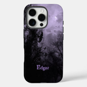Custom Haunted Sky met Ravens Paarse iPhone case