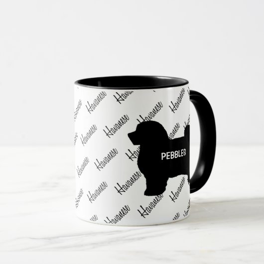 CUSTOM Havanese hond Silhouet Mok (Voorkant rechts)