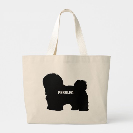 CUSTOM Havanese Hondenras Silhouette Grote Tote Bag (Achterkant)