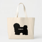 CUSTOM Havanese Hondenras Silhouette Grote Tote Bag (Voorkant)