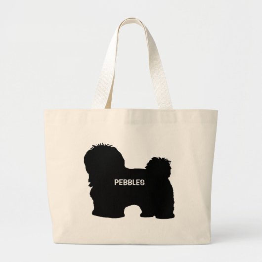 CUSTOM Havanese Hondenras Silhouette Grote Tote Bag (Voorkant)