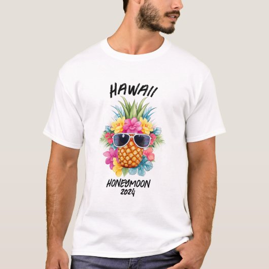 Custom Hawaii huwelijksreis matching T-shirt (Voorkant)