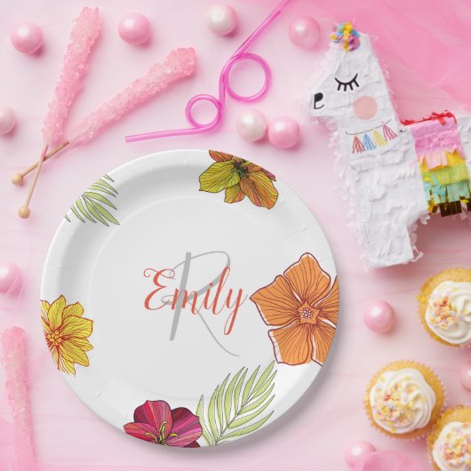 Custom Hawaiian Aloha Floral Papieren Bordje (Feest)