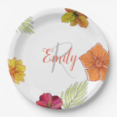 Custom Hawaiian Aloha Floral Papieren Bordje (Voorkant)