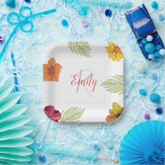 Custom Hawaiian Aloha Floral Papieren Bordje (Feest)