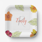 Custom Hawaiian Aloha Floral Papieren Bordje (Voorkant)