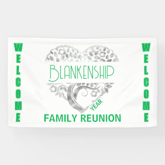 Custom Heart Art Tree Wit Zilver Horizontaal Spandoek (Horizontaal)