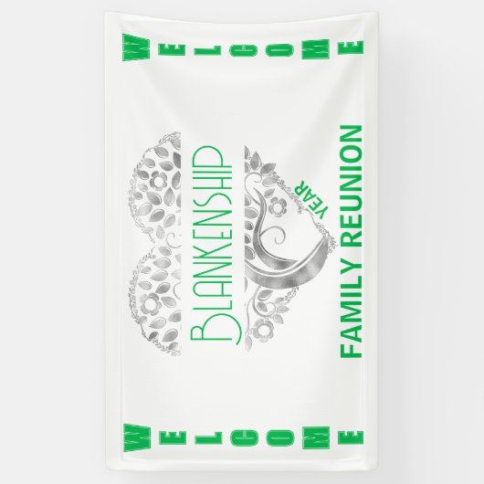 Custom Heart Art Tree Wit Zilver Horizontaal Spandoek (Verticaal)