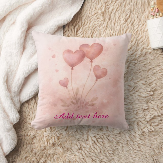 Custom Heart Balloon Throw Pillow Kussen (Deken)
