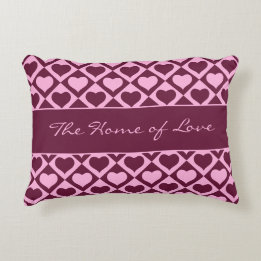 Custom Heart Checkerboard Pattern Bordeaux Pink - Accent Kussen