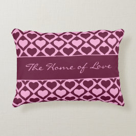 Custom Heart Checkerboard Pattern Bordeaux Pink -  Accent Kussen