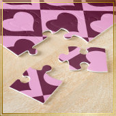 Custom Heart Checkerboard Pattern Bordeaux Pink -  Legpuzzel