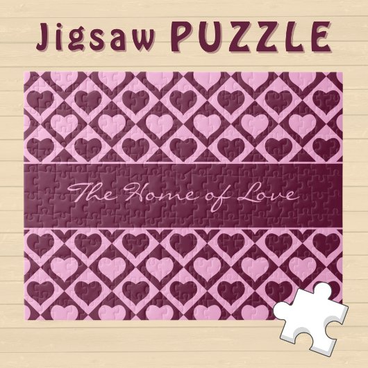 Custom Heart Checkerboard Pattern Bordeaux Pink -  Legpuzzel