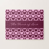 Custom Heart Checkerboard Pattern Bordeaux Pink -  Legpuzzel (Horizontaal)