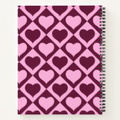 Custom Heart Checkerboard Pattern Bordeaux Pink -  Notitieboek (Achterkant)