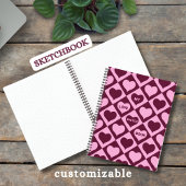 Custom Heart Checkerboard Pattern Bordeaux Pink -  Notitieboek