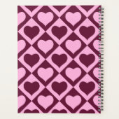 Custom Heart Checkerboard Pattern Bordeaux Pink -  Planner (Achterkant)