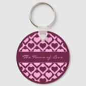 Custom Heart Checkerboard Pattern Bordeaux Pink - Sleutelhanger (Voorkant)