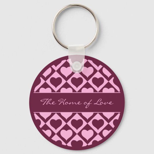Custom Heart Checkerboard Pattern Bordeaux Pink -  Sleutelhanger (Voorkant)