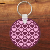 Custom Heart Checkerboard Pattern Bordeaux Pink -  Sleutelhanger (Achterkant)