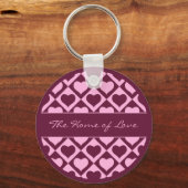 Custom Heart Checkerboard Pattern Bordeaux Pink -  Sleutelhanger (Voorkant)