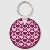 Custom Heart Checkerboard Pattern Bordeaux Pink -  Sleutelhanger (Achterkant)