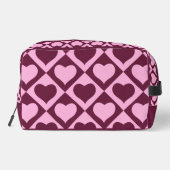 Custom Heart Checkerboard Pattern Bordeaux Pink -  Toilettasje (Achterkant)