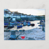 Custom Heart Coverack Harbour Dusk Cornwall Photo Feestdagenkaart (Voorkant)