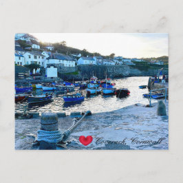 Custom Heart Coverack Harbour Dusk Cornwall Photo Feestdagenkaart