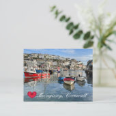 Custom Heart Mevagissey Fish Landing Quay Cornwall Feestdagenkaart (Staand voorkant)