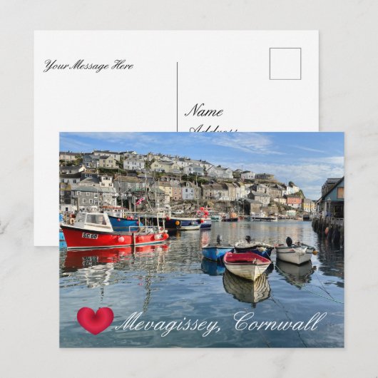 Custom Heart Mevagissey Fish Landing Quay Cornwall Feestdagenkaart (Voorkant / Achterkant)