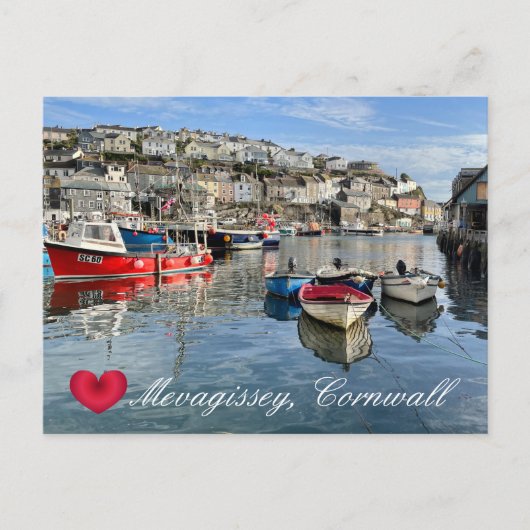 Custom Heart Mevagissey Fish Landing Quay Cornwall Feestdagenkaart (Voorkant)