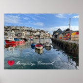 Custom Heart Mevagissey Fish Landing Quay Cornwall Poster (Voorkant)