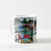 Custom Heart Mevagissey Harbour Lifebuoy Cornwall Koffiemok (Voorkant links)