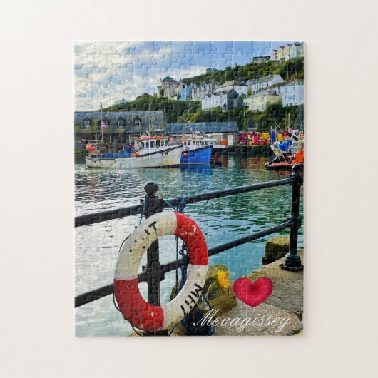 Custom Heart Mevagissey Harbour Lifebuoy Cornwall Legpuzzel (Verticaal)