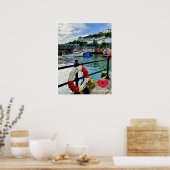 Custom Heart Mevagissey Harbour Lifebuoy Cornwall Poster (Keuken)