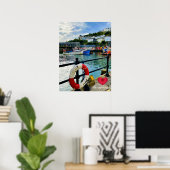 Custom Heart Mevagissey Harbour Lifebuoy Cornwall Poster (Thuiskantoor)