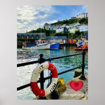 Custom Heart Mevagissey Harbour Lifebuoy Cornwall