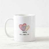 Custom Heart Mug with Name  Date Koffiemok (Links)