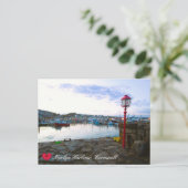 Custom Heart Newlyn Harbour op Dusk Cornwall Foto Feestdagenkaart (Staand voorkant)
