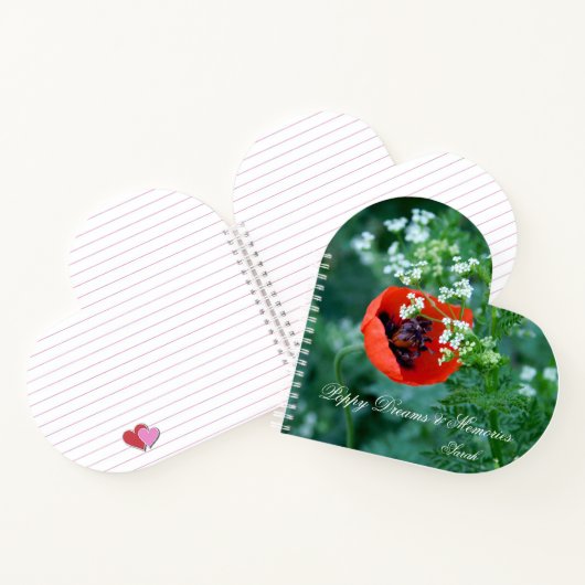 Custom Heart Notebook: Original Red Poppy Macro Notitieboek (Binnen)