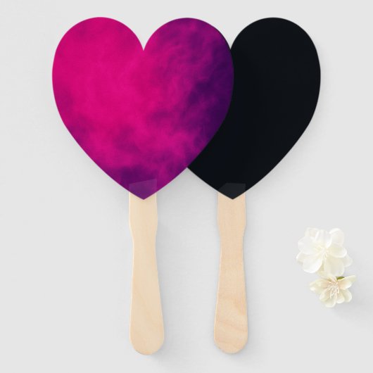 Custom Heart Paddle Fan – Neon Roze & Zwart Handwaaier (Voorkant en achterkant)