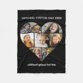 Custom Heart Photo Collage Zwart Instagram Fleece Deken (Voorkant)