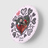Custom Heart Photo Romantic Wall Clock Ronde Klok (Hoek)