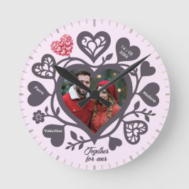 Custom Heart Photo Romantic Wall Clock Ronde Klok